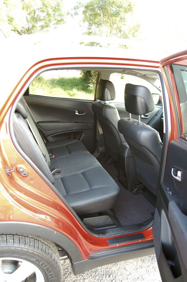 The Korando's three-seater rear bench is spacious, reclines and on EX models, heated.