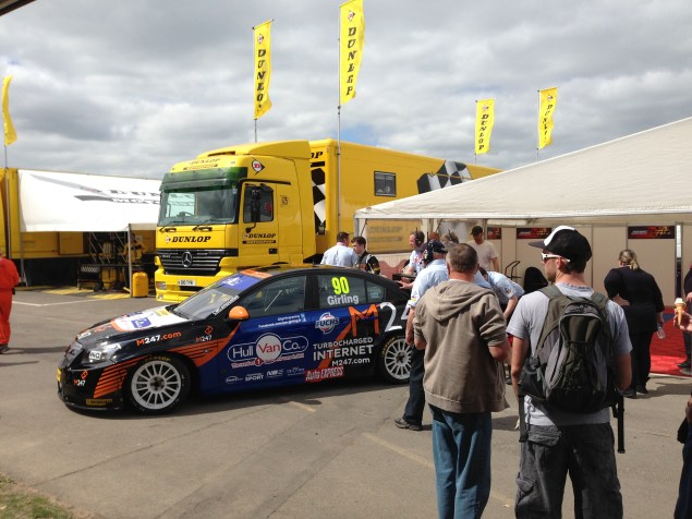 The M247 Racing Chevy get's pushed up to the holding area.