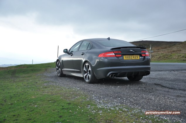 2014-04 Jaguar XFR-S saloon road test review by Oliver Hammond of Keith Jones Petroleum Vitae blogger - photo - embsay rear 34d