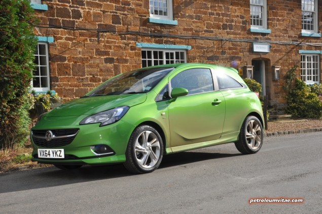 New 2015 Vauxhall Opel Corsa UK launch first drive impressions road test review 1 litre 1.4 ECOTEC handling Fiesta interior quality Polo - photo - green SRi 3dr