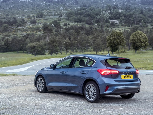 Rear of the new Ford Focus for 2019, with LED lights and large lettering