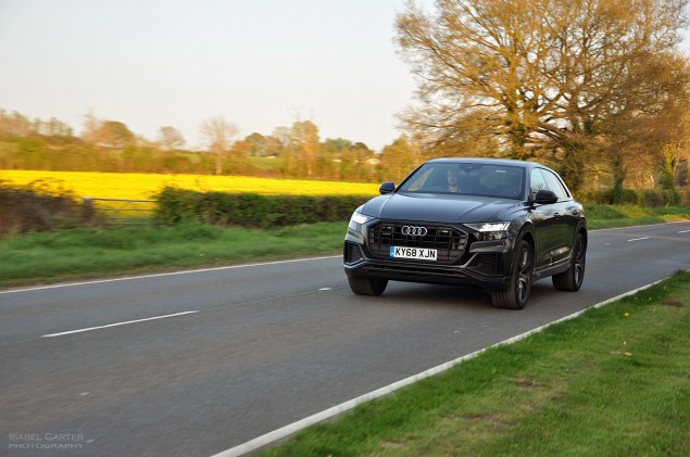 Audi Q8 SUV coupe crossover road test review - Oliver Hammond - driving front 34b