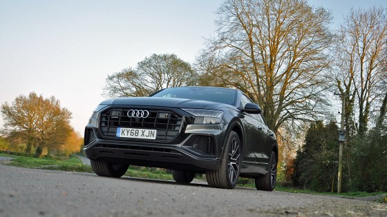 Audi Q8 SUV coupe crossover road test review - Oliver Hammond - static front 34 grille Matrix headlights photo